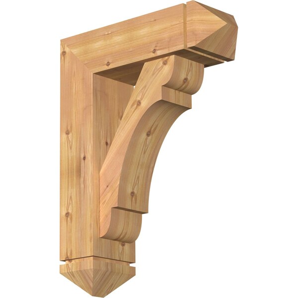 Ekena Millwork Olympic Arts and Crafts Smooth Bracket w/ Offset Brace, Western Red Cedar, 7 1/2"W x 24"D x 32"H BKT0806X24X32OLY03SWR - main